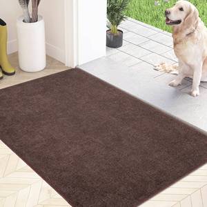 Tapis de sol rectangulaire de couleur unie marron, antidérapant, avec dos en caoutchouc, pour usage domestique, 68x120 cm - Product Image 2