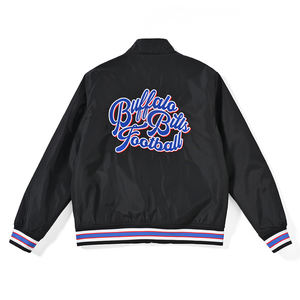 Vestes universitaires élégantes pour hommes avec panneaux de couleur contrastée, ourlet côtelé et fermeture à pression pour un style streetwear athlétique moderne - Product Image 2