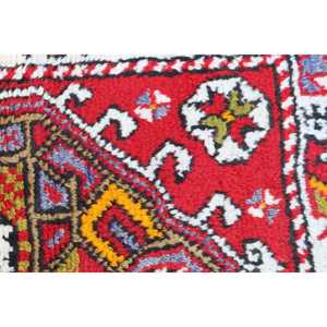 Turkish Vintage Small Rug 2.5x3.3 ft, <b>Red</b> <b>Wool</b> Rug - Product Image 4