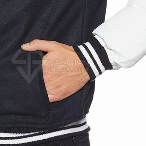 บริการ OEM ผู้ผลิตเสื้อแจ็คเก็ตเบสบอลปักลายคุณภาพสูงสำหรับฤดูหนาว พร้อมโลโก้ด้านหน้าและแขนหนังสำหรับผู้ชาย - Product Image 6