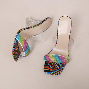 2024 estivo nuova moda sandali con tacco alto di grandi dimensioni con tacco alto da <span class=keywords><strong>donna</strong></span> primo paio di parole tacco sottile infradito da <span class=keywords><strong>donna</strong></span> sandali Slip-on - Product Image 4