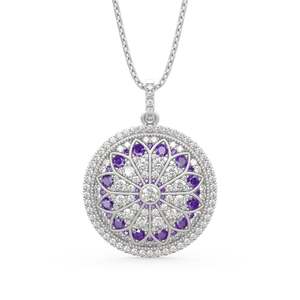 Collar Jeulia Divine Rose Window con Cadena de Eslabones de Plata de Ley y Moissanita - Product Image 1