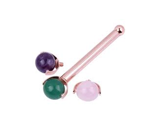 Un ensemble de masseur vibrant à rouleaux faciaux avec poignée en métal et la mini sphère de jade vert améthyste et quartz rose rose - Product Image 4