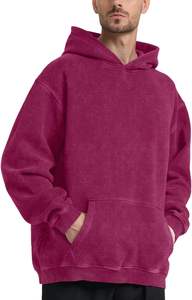 Sweat à capuche épais pour homme Pull en molleton de coton Sweat d'hiver à épaules tombantes Streetwear personnalisé Coupe surdimensionnée Décontracté Teint uni - Product Image 2