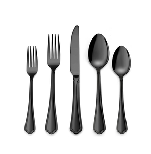 ชุดช้อนสแตนเลสช้อนขนม3ชิ้นดีไซน์โบราณช้อนรับประทานอาหารสีดำเงา - Product Image 2