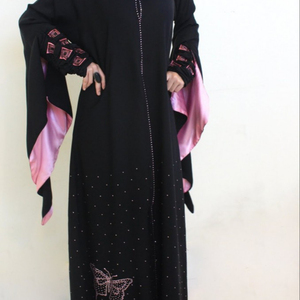 Abaya de color negro con estilo para mujer musulmana Indonesia - Product Image 1