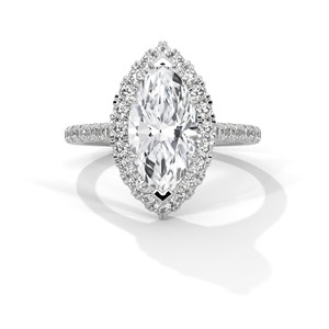 2.0ct Marquise Cut Moissanite Halo <b>Solitaire</b> <b>Ring</b> 925 Sterling <b>Silver</b> Engagement Band - Product Image 1