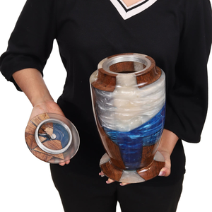 Urne funéraire en bois de rose fabriquée à la main Urne funéraire en résine époxy (220 pouces cubes) Urnes de crémation pour cendres humaines et animales - Product Image 3