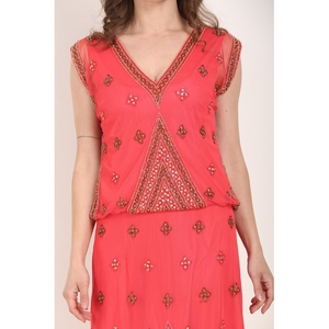Vestido de Fiesta Indo-Occidental de Lujo Premium con Bordado de Coral y Elegante Diseño sin Mangas para Mujer - Product Image 6