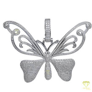 Nouveau design de bijoux en argent sterling 925 glacé VVS, pendentif grand papillon en diamant cultivé en laboratoire, vente en gros - Product Image 2