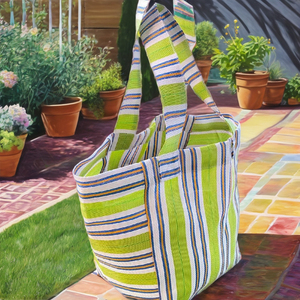Indian Recycled Nylon Striped Woven <b>Bags</b> Manufactured in India Eco-friendly Multicolor Market <b>Bags</b> and Pouches Made in India. - Product Image 3