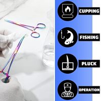 Pince hémostatique droite et incurvée en acier inoxydable coloré 2 pièces Pince à percer et pince à épiler de pêche Outils d'extension de cheveux