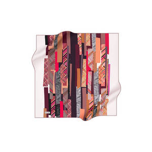Burgundy Floral Pattern Polyester <b>Square</b> <b>Scarf</b> for Summer - Product Image 1