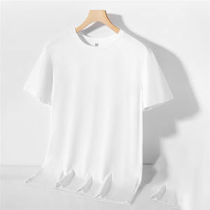 OEM Customized Ice silk short-<b>sleeved</b> T-<b>shirt</b> summer cool silky men's mulberry silk cloth loose thin <b>half</b>-<b>sleeved</b> men's T-<b>shirt</b> - Product Image 3