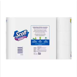 Venta al por mayor Scott 1000 hojas por rollo 12 rollos de papel higiénico papel de baño en stock precio bajo - Product Image 5