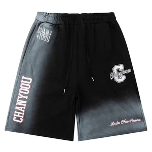 Short à patch personnalisé unisexe 100% coton avec broderie dégradée au soleil Shorts pour hommes 400 GSM broderie en molleton de coton - Product Image 5