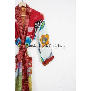 Silk <b>Kimono</b> Handmade <b>Kimono</b> Long Jacket Silk Dressing Gown Wedding <b>Kimono</b> Patchwork <b>Kimono</b> <b>Cardigan</b> For Women - Product Image 3