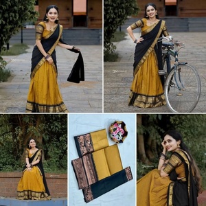 Lehenga Choli de Seda Kanjiveram de Diseñador, Tejido Zari, Bordado Pesado, Ropa de Fiesta de Boda India al por Mayor - Product Image 3