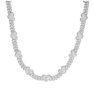 Chaînes cubaines en forme de cœur entièrement serties de moissanite VVS de luxe - Product Image 1