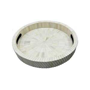 Bandeja para servir con incrustaciones de hueso hechas a mano de Majestad árabe, lujosos artículos decorativos para el hogar para cenas elegantes, festividades de Ramadán - Product Image 1