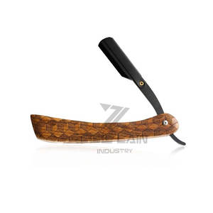 มีดโกนตรงแบบพกพาสำหรับผู้ชายด้ามจับไม้น้ำหนักเบาพร้อมใบมีดสแตนเลสสำหรับกรูมมิ่ง - Product Image 2