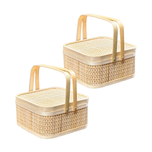 PANIER CADEAU EN BAMBOU Naturel Multi-Usage Durable, Réutilisable et Parfait pour les paniers de fruits, le rangement des pique-niques Décoration intérieure - Product Image 1