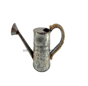 Stylish Ornamental Galvanized Metal Water Can with a Handcrafted Vintage Design and a Comfortable Carrying Handle - Product Image 1