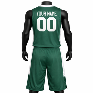 Ensemble de maillot et short de basket-ball personnalisés Vert foncé Uniforme d'équipe sublimé Respirant Séchage rapide Vêtements de sport - Product Image 2