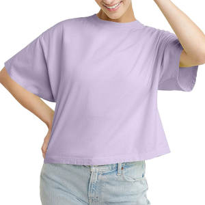 Mujeres Nuevo diseño crop top manga corta Camisa de algodón logotipo personalizado traje de moda camisetas para mujeres camiseta algodón liso - Product Image 1