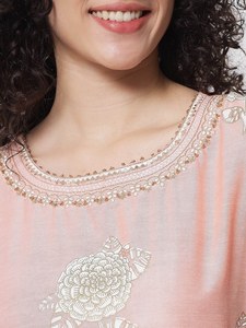 Kurta Anarkali de Seda Chanderi Pastel con Diseño Premium, Estilo Casual para Oficina, Largo hasta el Suelo, para Mujer - Product Image 3