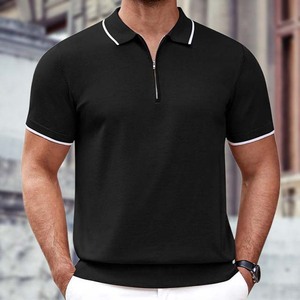 Men <b>Polo</b> Collar Zipper <b>Neck</b> T <b>Shirt</b> Half Sleeve Summer 2025 Men's Collection Cotton Plus Size Solid Pattern Different Color - Product Image 4