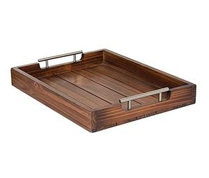 Vente en gros Plateau en bois d'acacia avec poignée en métal pour le mariage à la maison Plateau de service en bois de fruits personnalisé poli à la main - Product Image 3