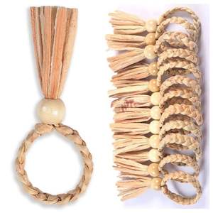 Rond de serviette fait main anneaux de serviette en osier anneaux de serviette en paille pour la décoration de table mariage de noël du Vietnam - Product Image 3