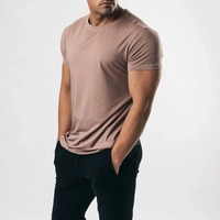Toptan Erkek Günlük Spor Giyim Örme Tişörtler %100 Pamuklu Kumaş Kısa Kollu Düz Renk Nefes Alabilen Çekmez Tüylenmez