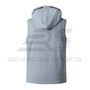 เสื้อฮู้ดแขนกุดสำหรับผู้ชายเสื้อฮู้ดแขนกุดสีพื้นแบบลำลอง - Product Image 3