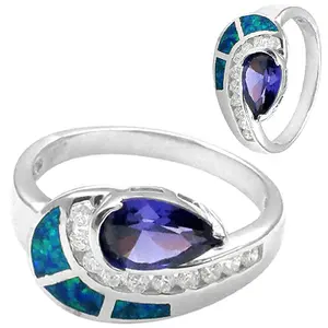 Bague en argent 925 pour femme, Tanzanite, Opale, Zircon, Pierres précieuses certifiées IGI, plaqué rhodium, incrustation de pierres naturelles, bijou élégant, cadeau - Product Image 2