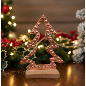 Elegante árbol de Navidad de Metal plateado, decoración de mesa, Base de madera, adorno de Navidad independiente para el hogar, decoración de Navidad - Product Image 5