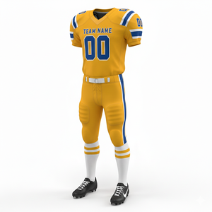 Ensemble de maillot et short de football américain sublimé personnalisable, 100% polyester respirant avec position du logo sur le devant - Product Image 3