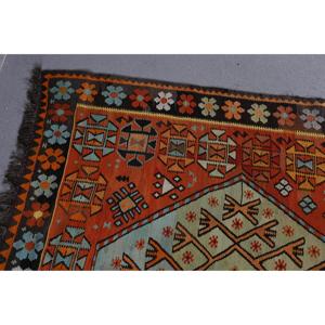 Tapis de 5,1 x 11,8 pieds, grand tapis turc vintage, tapis en laine kilim orange - Product Image 4