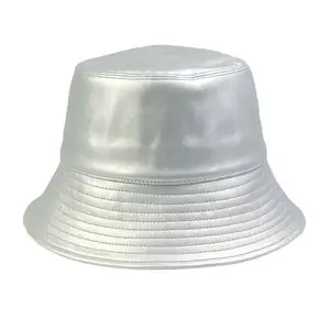 2023 Großhandel Custom ized Premium-Qualität Unisex PU-Leder kappen Plain Solid Colors Blank PU-Leder Eimer Hüte für Unisex