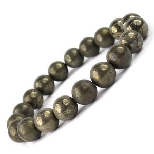 Bracelet en cristal de pyrite naturelle, perles rondes de 10 mm, pour la richesse, la prospérité, la confiance et l'énergie positive - Product Image 3