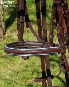 Brida de filete liso de cuero marrón Tubería azul Atlántico Brida de cuero occidental de alta calidad Cabezal de servicio pesado occidental - Product Image 6