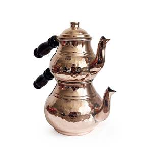 Ensemble de théière, bouilloire et réchaud turc en cuivre classique, fait à la main, martelé à la main, couleur cuivre - Product Image 2