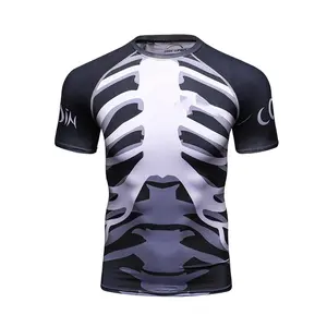 Disfraz 3D Allover Sublimation Running T-Shirt Bones Full Graphic Camisetas de manga corta para hombres