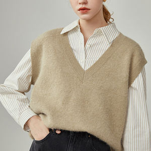 Pull-over en maille pour femme, col en V, manches longues, style nouveau, ample, confortable, respirant, pour l'hiver, possibilité de personnaliser le logo et la couleur - Product Image 6