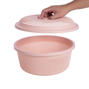 Hokori 3276 Panier à couvercle rond à pois-Panier de rangement polyvalent en PP épais - Product Image 1