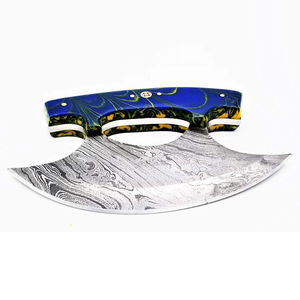 Auténtico Cuchillo Ulu de Acero de Damasco, Hoja Forjada a Mano de Alta Resistencia con Mango de Madera para Trabajos Culinarios, Desollado y Procesamiento de Carne - Product Image 4
