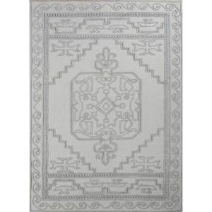 พรมขนสัตว์ทอมือสีเทาและสีดำลายเมดัลเลียน รุ่น PHWL-219 สำหรับห้องนั่งเล่นและทางเดิน - Product Image 1