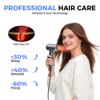 Sèche-cheveux infrarouge électrique Binwang 1400W, moteur sans balais haute vitesse 110000 tr/min, ions négatifs, 4 températures et 2 vitesses, OEM Hôtel