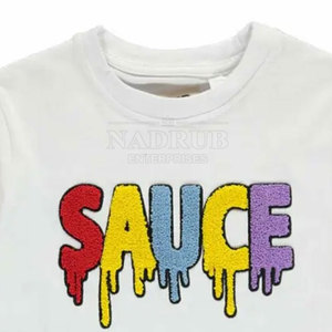 Fourniture directe d'usine en nouveau stock T-shirt brodé Nouveau design T-shirt brodé de couleur unie - Product Image 2